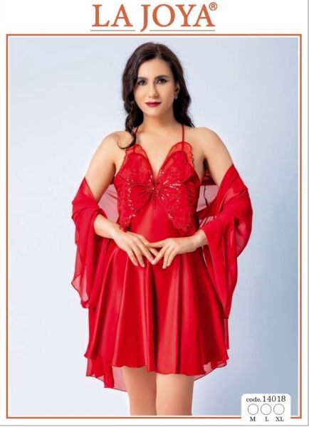 LAJOYA 14018 BAYAN KISA SATEN GECELİK M-L-XL