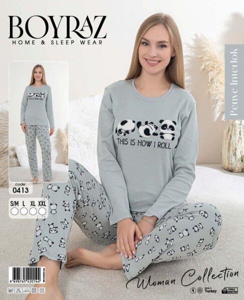 Boyraz 0413 Bayan Penye İnterlok Pijama Takımı