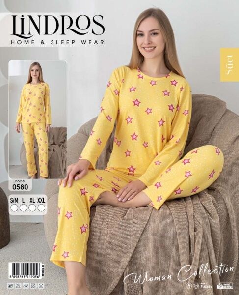 Lindros 0580 Bayan Süet Sıfıryaka Pijama Takımı