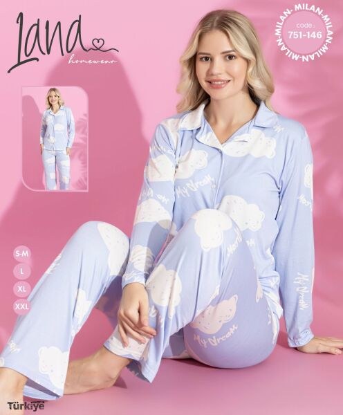 Lana 751-146 Bayan Milan Gömlek Pijama Takım