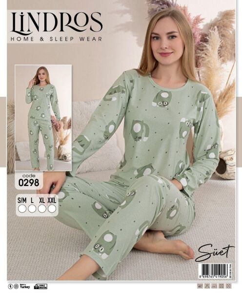 Lindros 0298 Bayan Süet Sıfıryaka Pijama Takımı