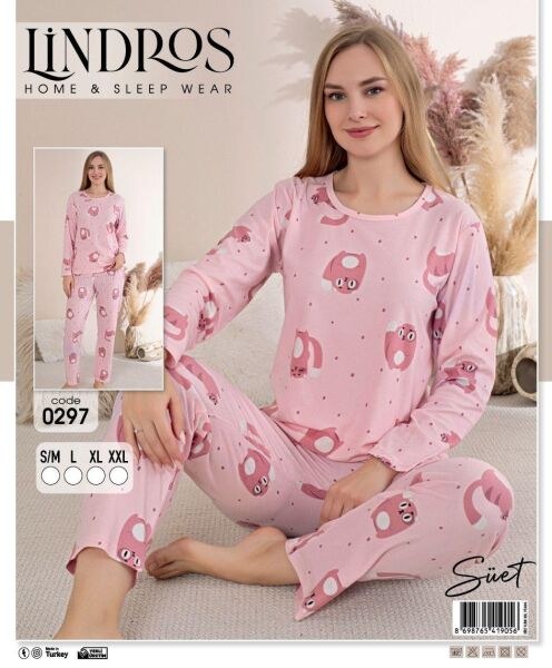 Lindros 0297 Bayan Süet Sıfıryaka Pijama Takımı