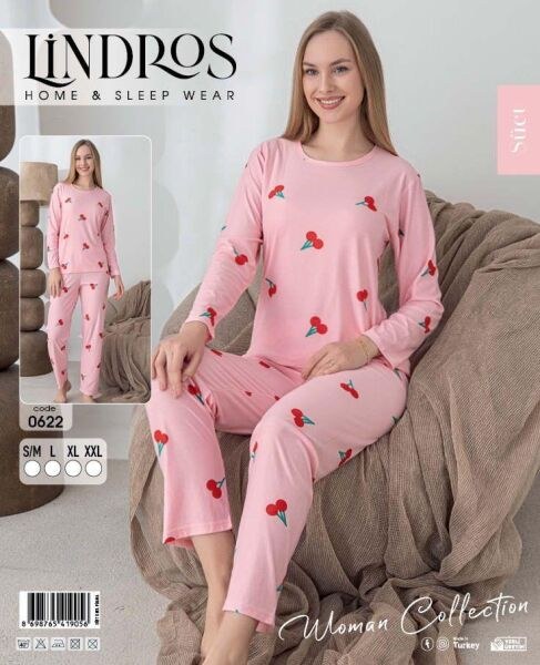 Lindros 0622 Bayan Süet Sıfıryaka Pijama Takımı