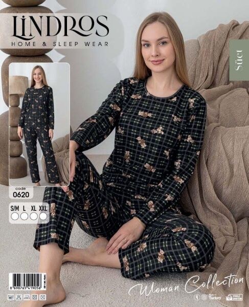 Lindros 0620 Bayan Süet Sıfıryaka Pijama Takımı