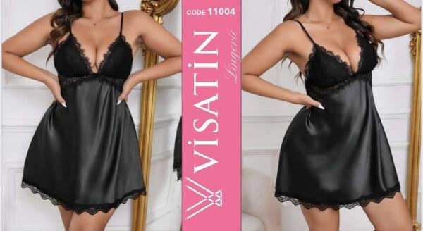 Visatin 11004 Saten Gecelik Battal