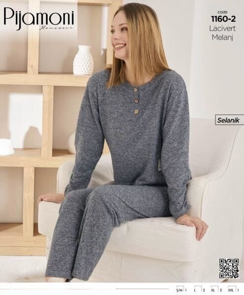 Pijamoni 1160-2 Bayan Selanik 3 Düğme Pijama Takım