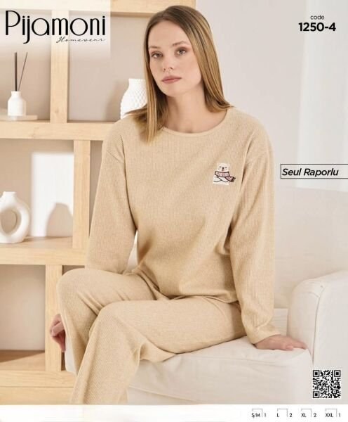 Pijamoni 1250-4 Bayan Seul Raporlu Pijama Takım