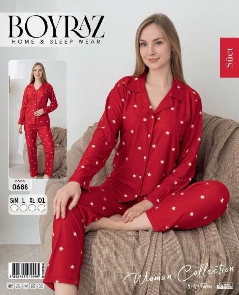 Boyraz 0688 Bayan Süet Düğmeli Pijama Takımı