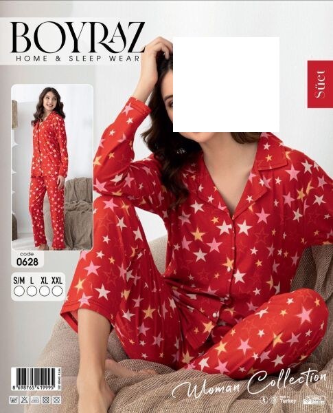 Boyraz 0628 Bayan Süet Düğmeli Pijama Takımı