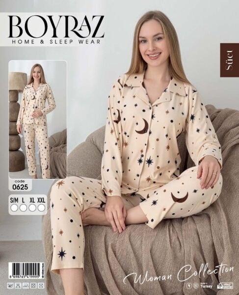 Boyraz 0625 Bayan Süet Düğmeli Pijama Takımı