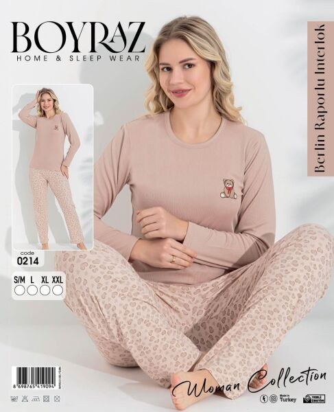 Boyraz 0214 Bayan Berlin İnterlok Pijama Takımı