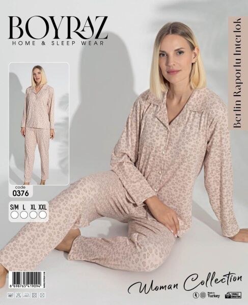 Boyraz 0376 Bayan Berlin İnterlok Pijama Takımı