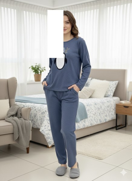 Muka 800-131 Bayan Raporlu İnterlok Pijama Takım