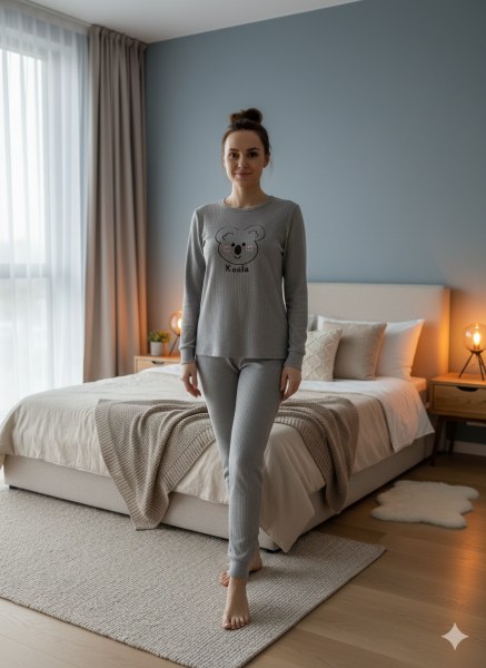 Muka 800-135 Bayan Raporlu İnterlok Pijama Takım