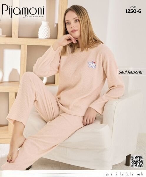 Pijamoni 1250-6 Bayan Seul Raporlu Pijama Takım