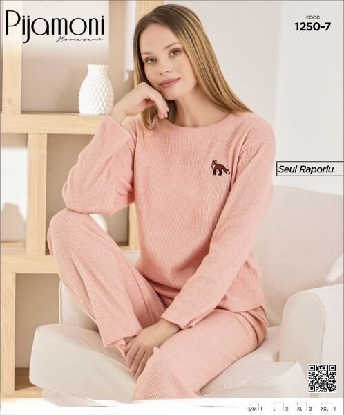 Pijamoni 1250-7 Bayan Seul Raporlu Pijama Takım