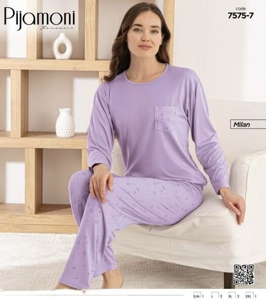 Pijamoni 7575-7 Bayan Milan Pijama Takım