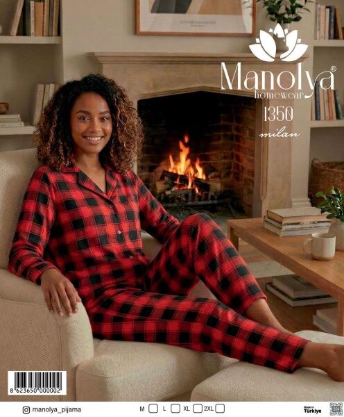 Manolya 1350 Milan Kır.Ekose Pijama Takım