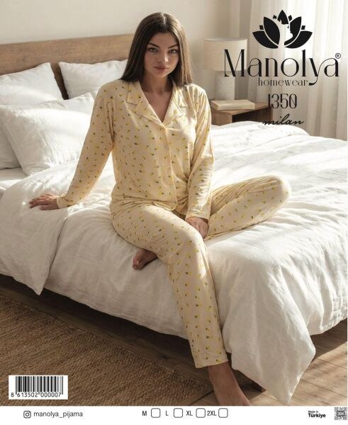 Manolya 1350 Milan Sarı Limon Pijama Takım