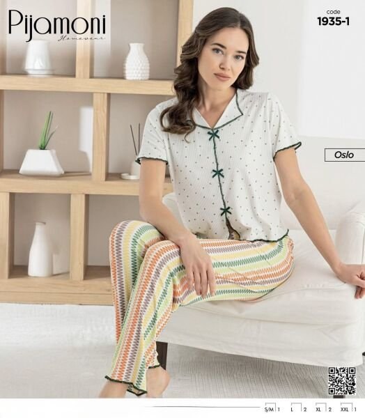 Pijamoni 1935-1 Bayan Kısa Kol Oslo Pijama Tkm