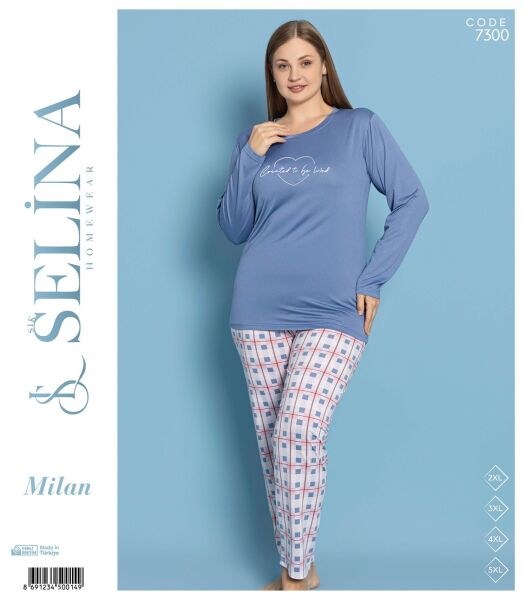 Selina 7300 Milan Battal Pijama Takım