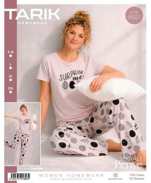 Tarık 6621 Bayan Kısa Kol Pijama Takımı