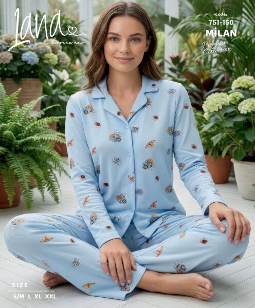 Lana 751-150 Bayan Milan Gömlek Pijama Takım