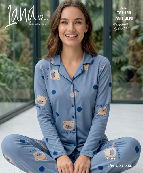 Lana 751-159 Bayan Milan Gömlek Pijama Takım