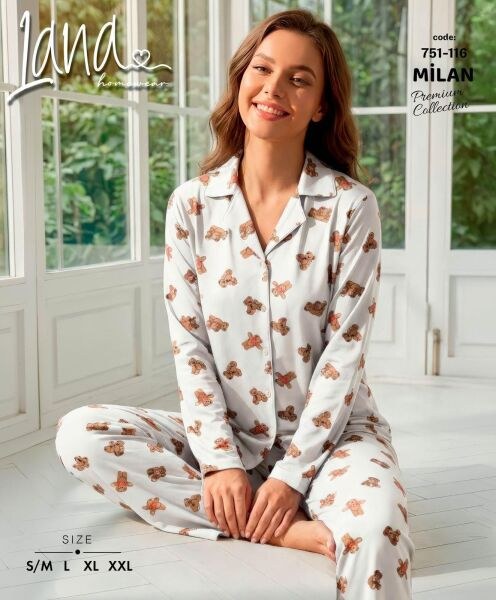 Lana 751-116 Bayan Milan Gömlek Pijama Takım