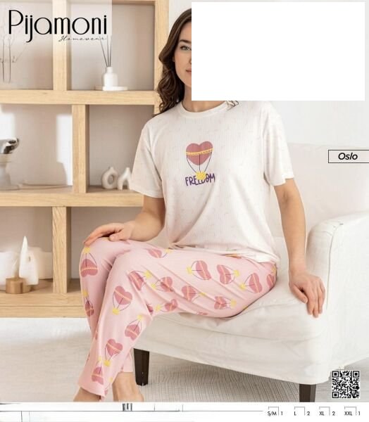 Pijamoni 1905-1 Bayan Oslo Kısa Kol Pijama Takım