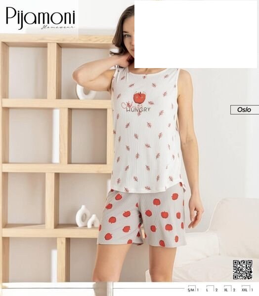 Pijamoni 1920-3 Bayan Oslo Sıfırkol Şortlu Takım