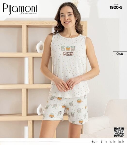 Pijamoni 1920-5 Bayan Oslo Sıfırkol Şortlu Takım