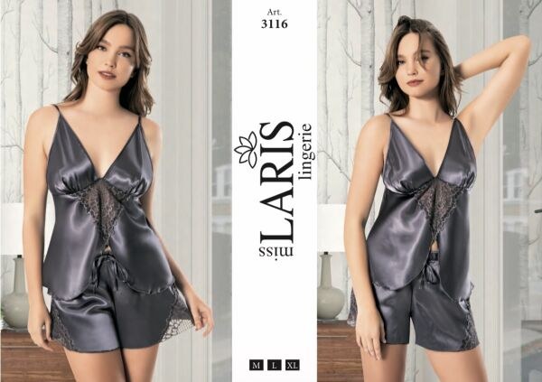 Miss Laris 3116 Saten Şort Takım