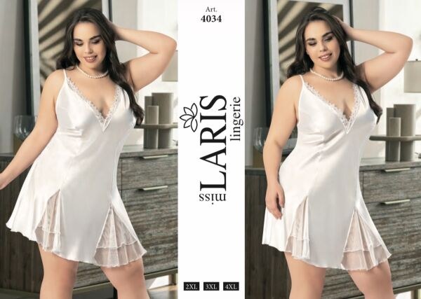 Miss Laris 4034 Big Size Saten Kısa Gecelik