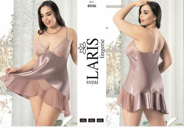 MİSS LARİS 4046 BIG SİZE SATEN KISA GECELİK