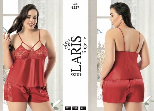 Miss Laris 4227 Big Size Saten Şort Takım