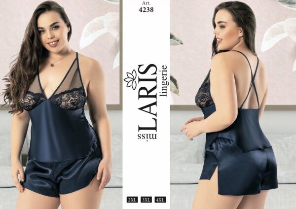 Miss Laris 4238 Big Size Saten Şort Takım