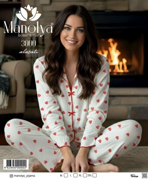 Manolya 3000 Bayan Alaçatı Pijama Takım