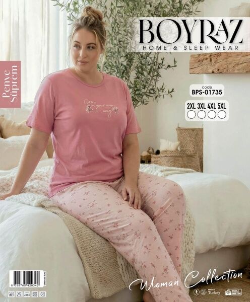 Boyraz 01735 Süprem Penye Battal K.Kol Pijama Tkm