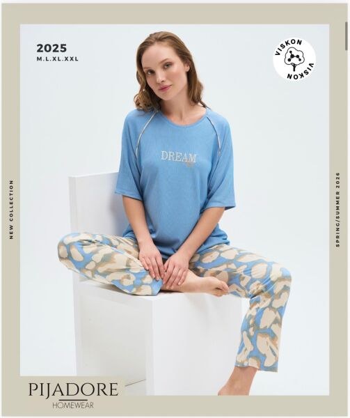 Pijadore 2025 Bayan Kısa Kol Melisa Pijama Takım