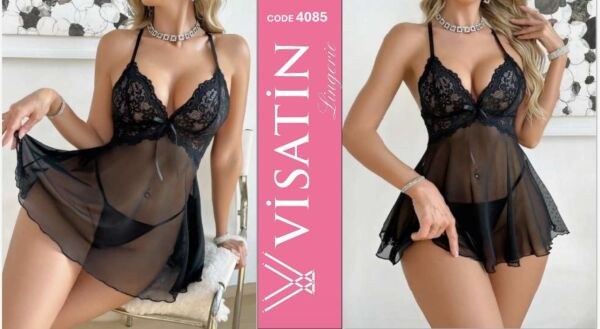 Visatin 4085 Saten Gecelik M-L-Xl