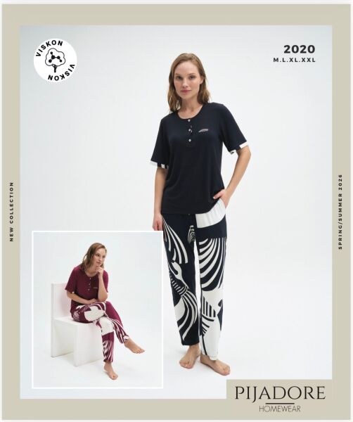 Pijadore 2020 Bayan Pijama Takım Bordo