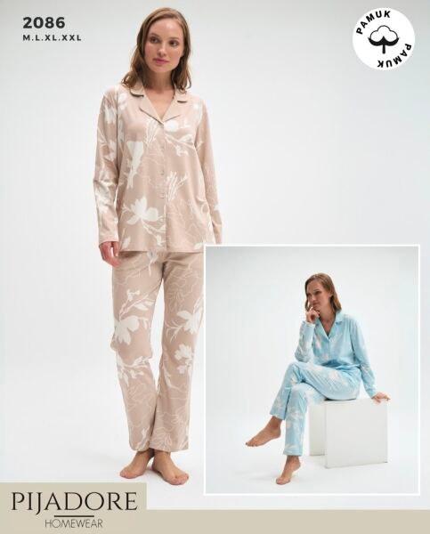 Pijadore 2086 Bayan Ö.Düğ.Pijama Takım Mavi