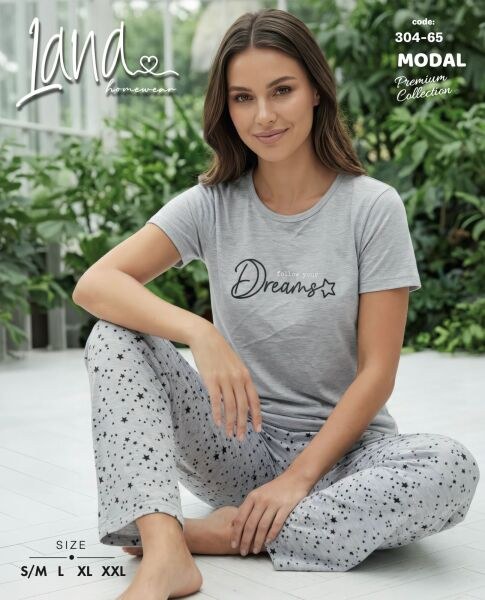 Lana 304-65 Bayan Modal Kısa Kol Pijama Takım