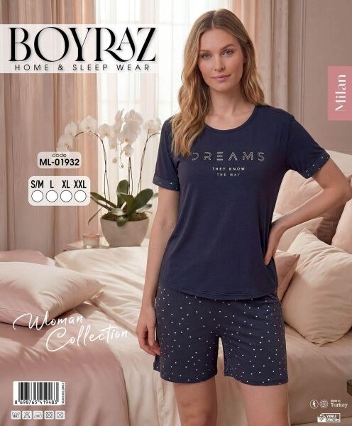 Boyraz 01932 Milan Kısa Kol Şortlu Pijama Takım