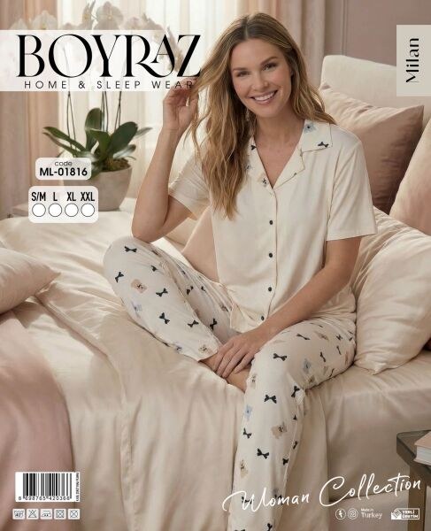 Boyraz 01816 Milan Gömlek K.Kol Pijama Takım