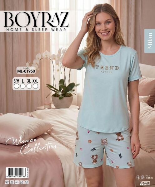 Boyraz 01950 Milan Kısa Kol Şortlu Pijama Takım