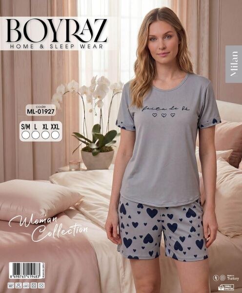 Boyraz 01927 Milan Kısa Kol Şortlu Pijama Takım