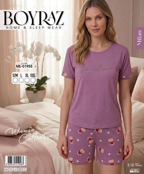 Boyraz 01955 Milan Kısa Kol Şortlu Pijama Takım