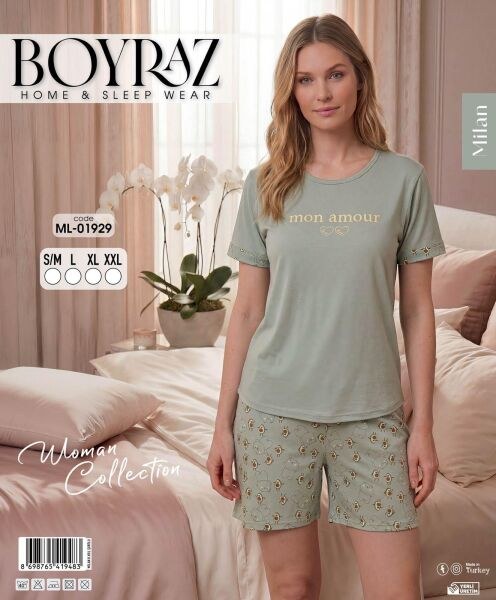 Boyraz 01929 Milan Kısa Kol Şortlu Pijama Takım